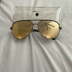 Quay Australia x Desi Perkins “High Key” Sunglasses in “Gold”